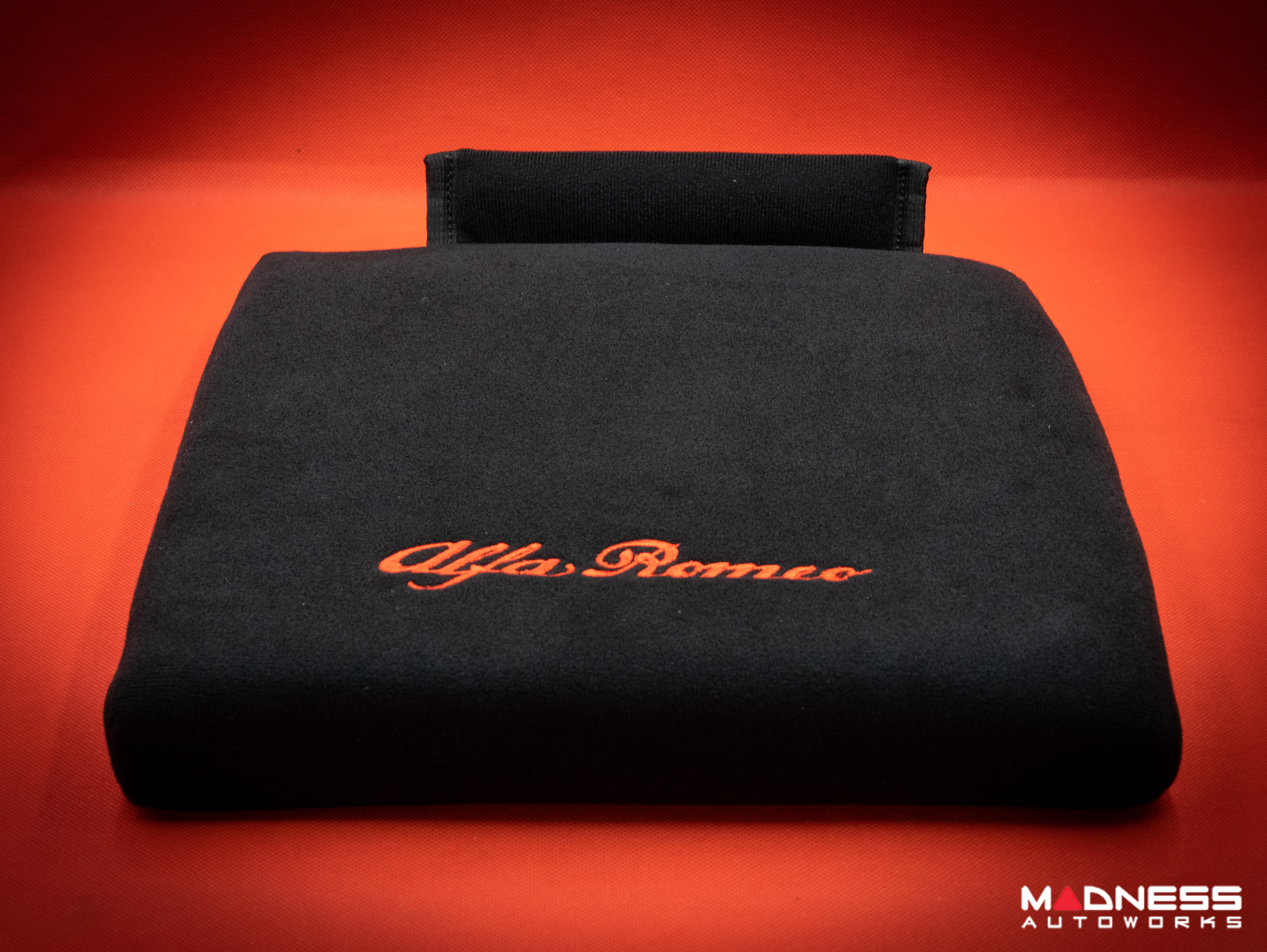 Seat Cushion - Black w/ Alfa Romeo Logo in Red